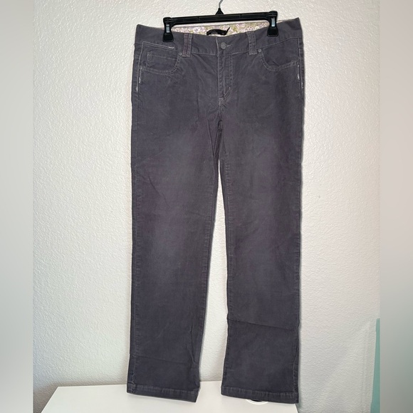 prAna Chino Pants Womens 10 Gray Solid Staight Outdoors Hiking Baggy Corduroy - Picture 1 of 7